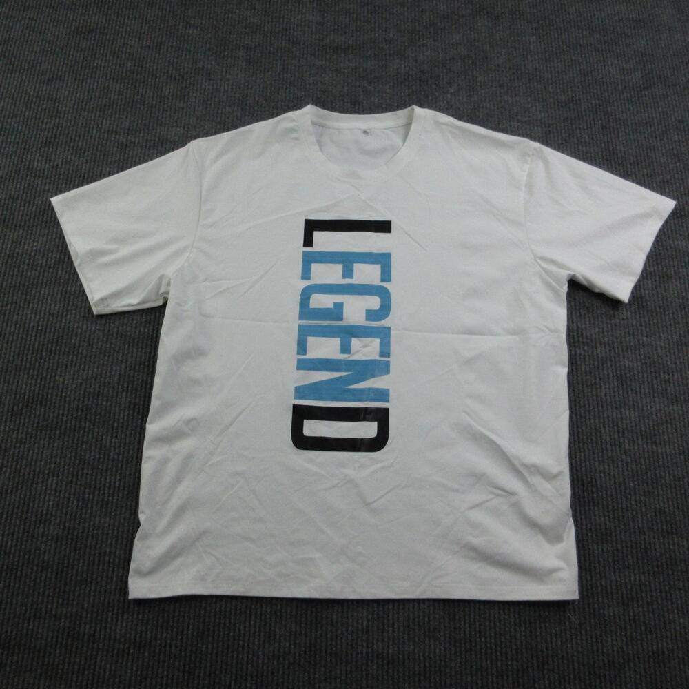 LEGEND Shirt Mens 2XL White Crew Neck 100% Rayon Basic Vertical Graphic Tee